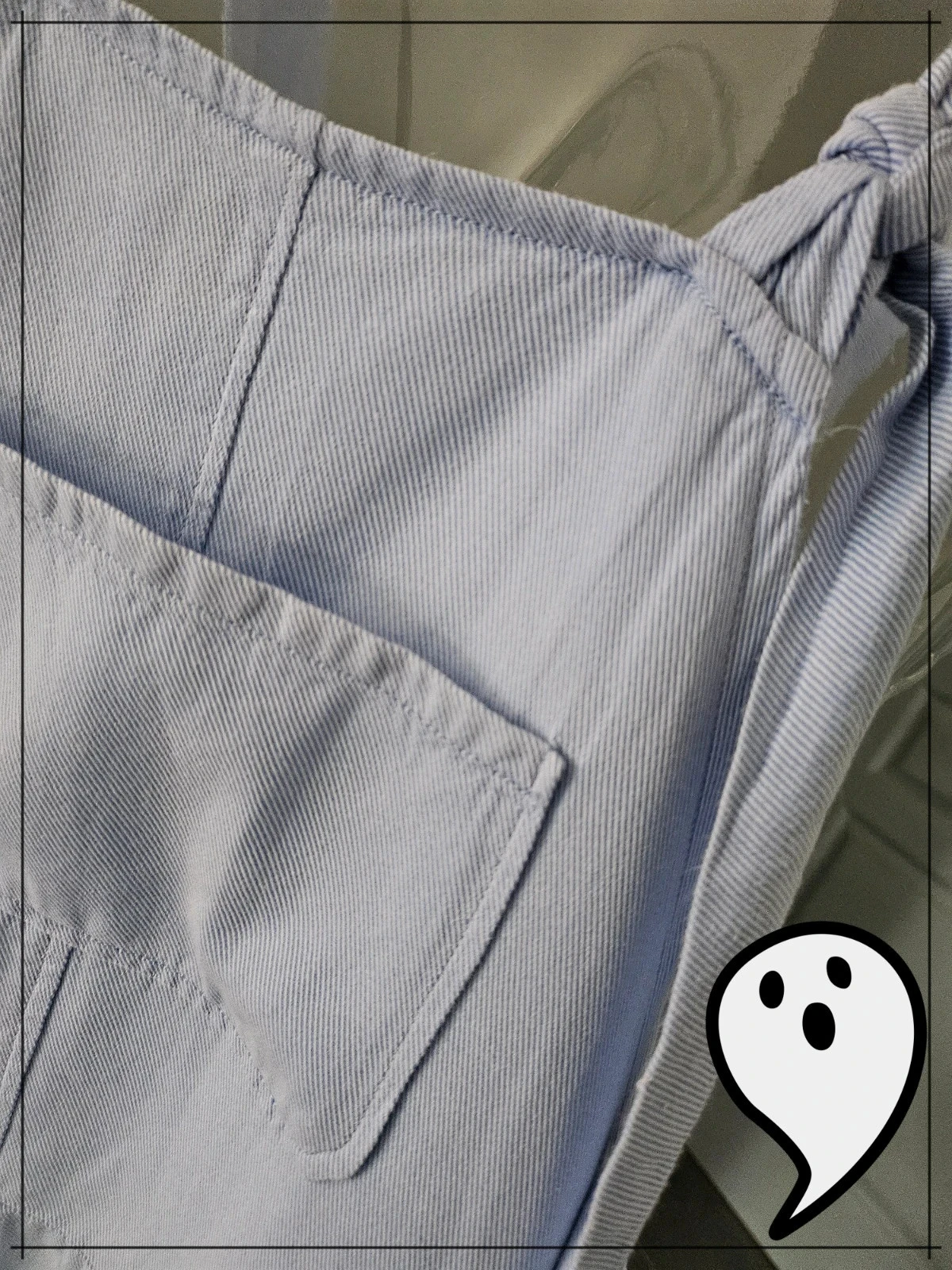 light blue and white striped hand-made combi short – photo 3